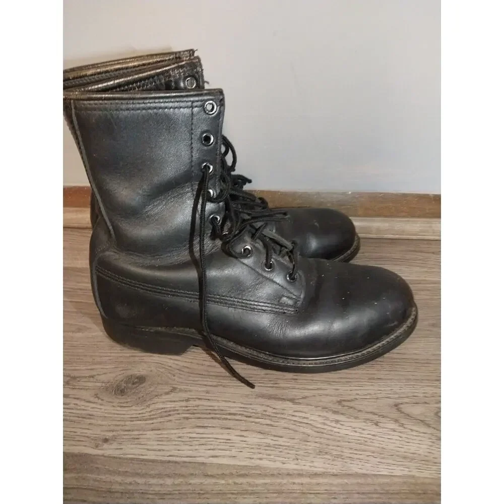 Cove Shoe Company Black Leather Steel Toe Lace Up Work Boots Men's US 8- R